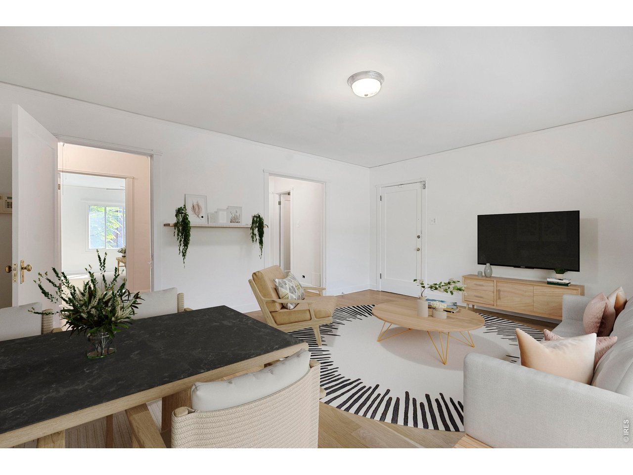 1416 North Downing Street, Unit 2 Denver, CO 80218 - Photo 5 of 12 a living room with furniture and a flat screen tv