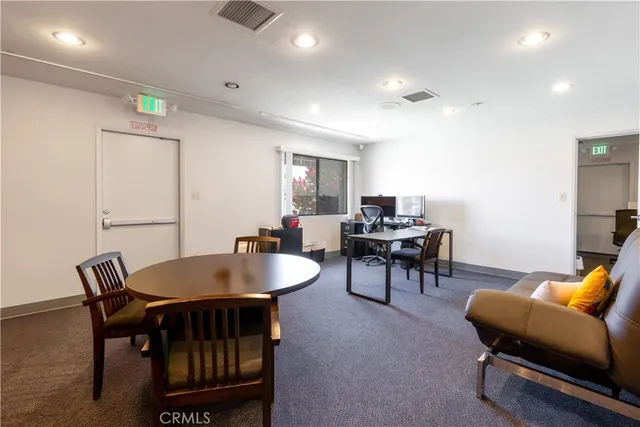 an empty room with a workbench