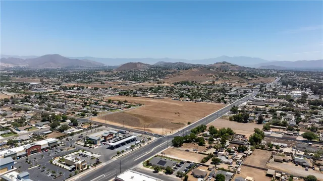 a view of a city with a mountain