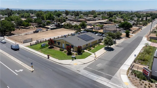 an aerial view of a house