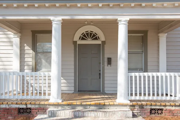 a view of a door of a building