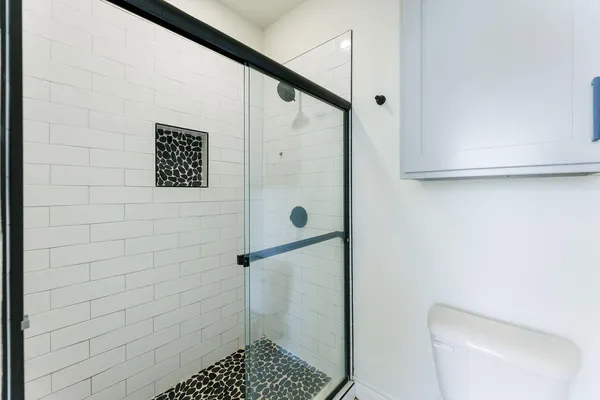 a bathroom with a shower