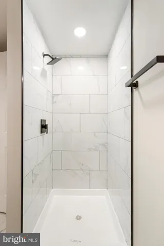 a bathroom with a bathtub