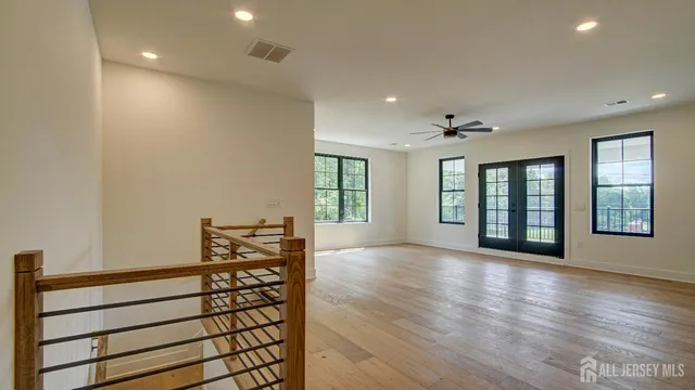 an empty room with windows