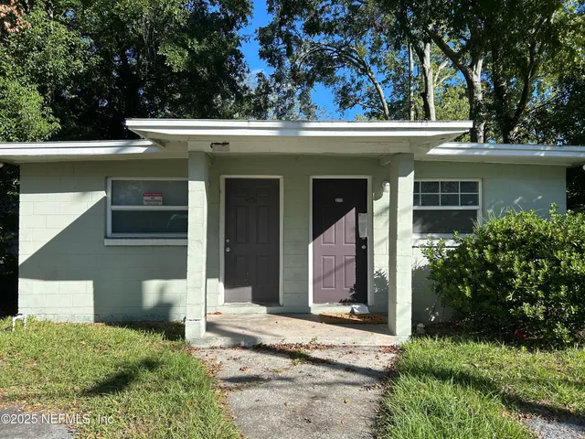 a view of a house with a small porch