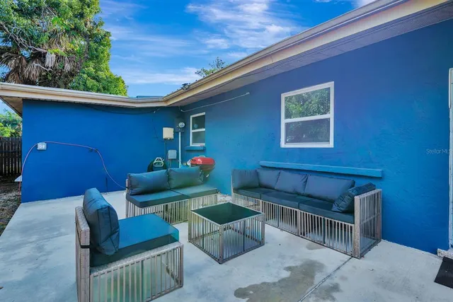 a outdoor living space with furniture