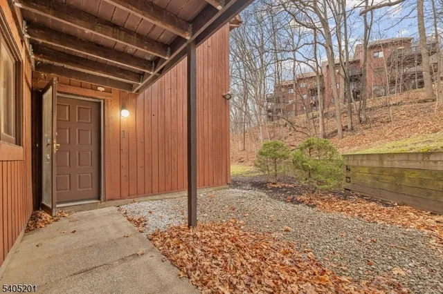 a view of backyard with large trees