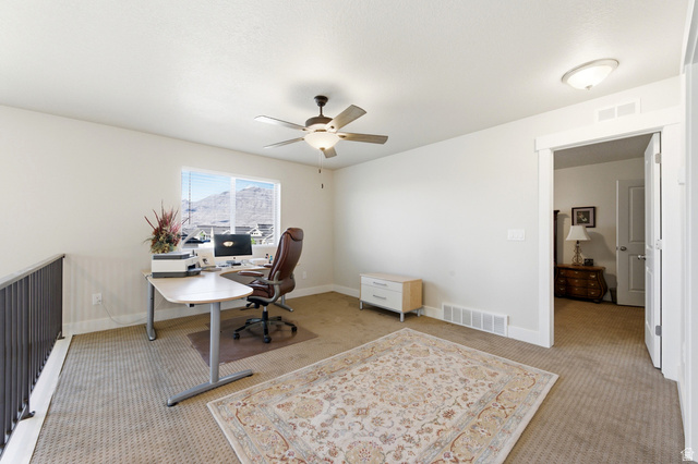 1434 West Stable Street Lindon, UT 84042 - Photo 28 of 76 Carpeted home office with a ceiling fan and baseboards