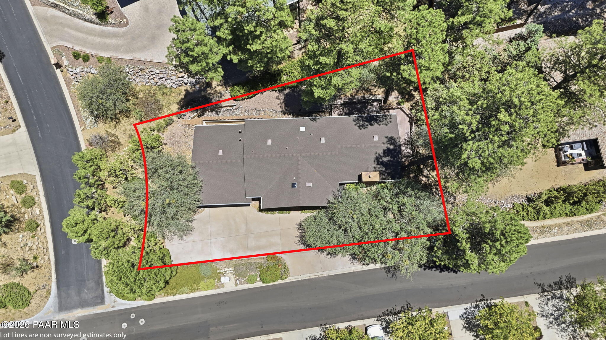 1370 Coyote Road Prescott, AZ 86303 - Photo 49 of 50 Birds Eye Lot Line