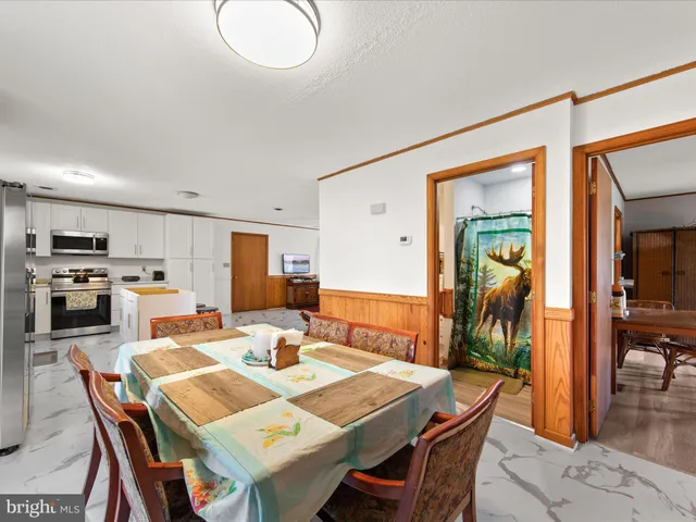 a view of a dining room and livingroom view