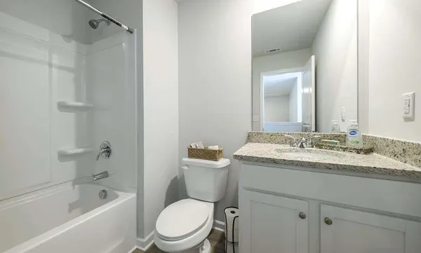 a bathroom with a bathtub