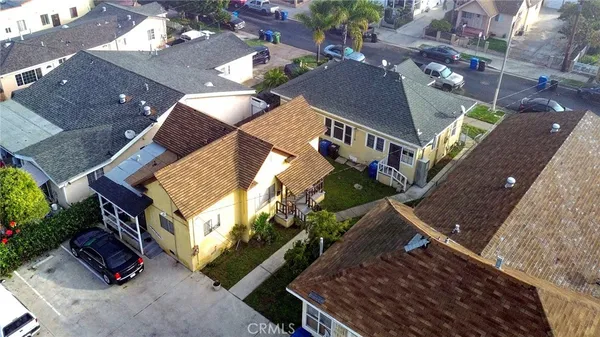 an aerial view of a house