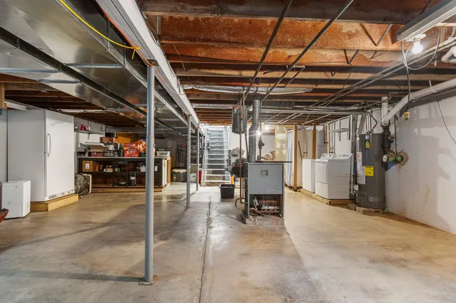 a view of parking garage with furniture