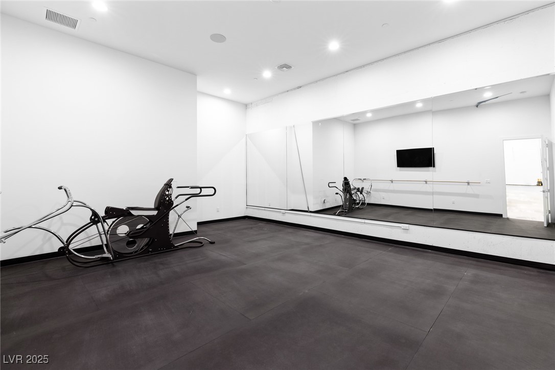 1455 MacDonald Ranch Drive Henderson, NV 89012 - Photo 31 of 46 Exercise room featuring recessed lighting and visible vents