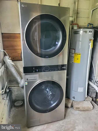 a utility room with a washer and dryer