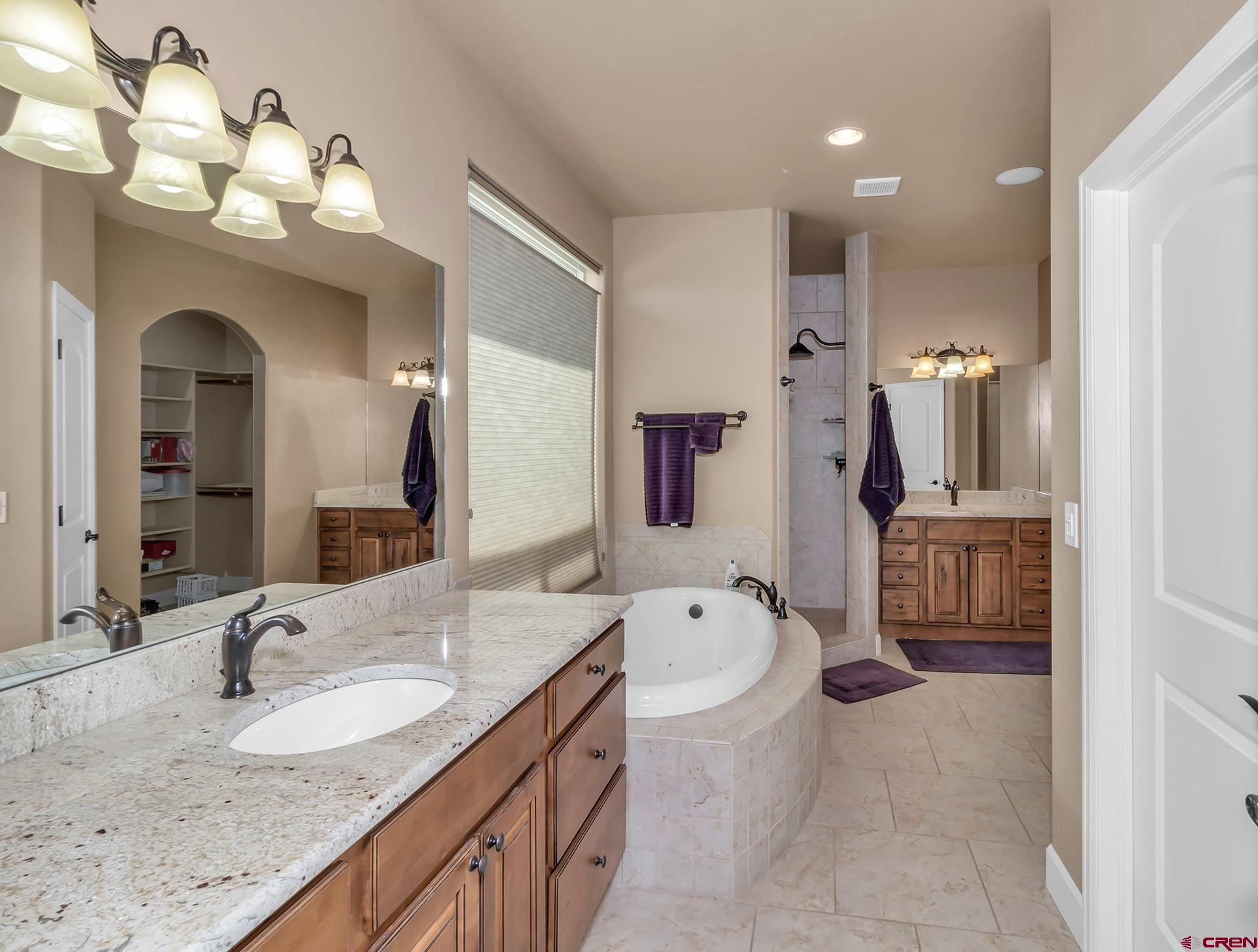 8460 1950th Road Austin, CO 81410 - Photo 13 of 35 a bathroom with a granite countertop sink mirror and bathtub
