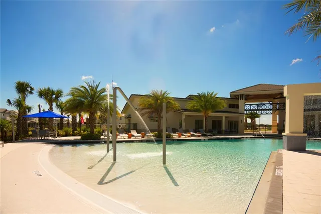 a view of a lake with a garden
