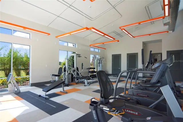 a view of a room with gym equipment