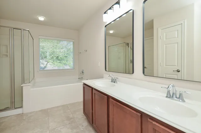 an aerial view of a pool patio swimming pool and outdoor seating