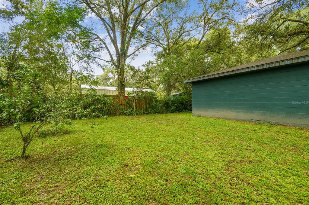 1317 Carl Street Inverness, FL 34453 - Photo 13 of 20 a backyard of a house with lots of plants and large tree