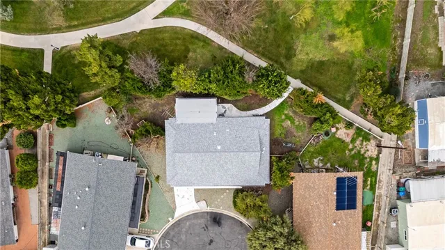 an aerial view of a house
