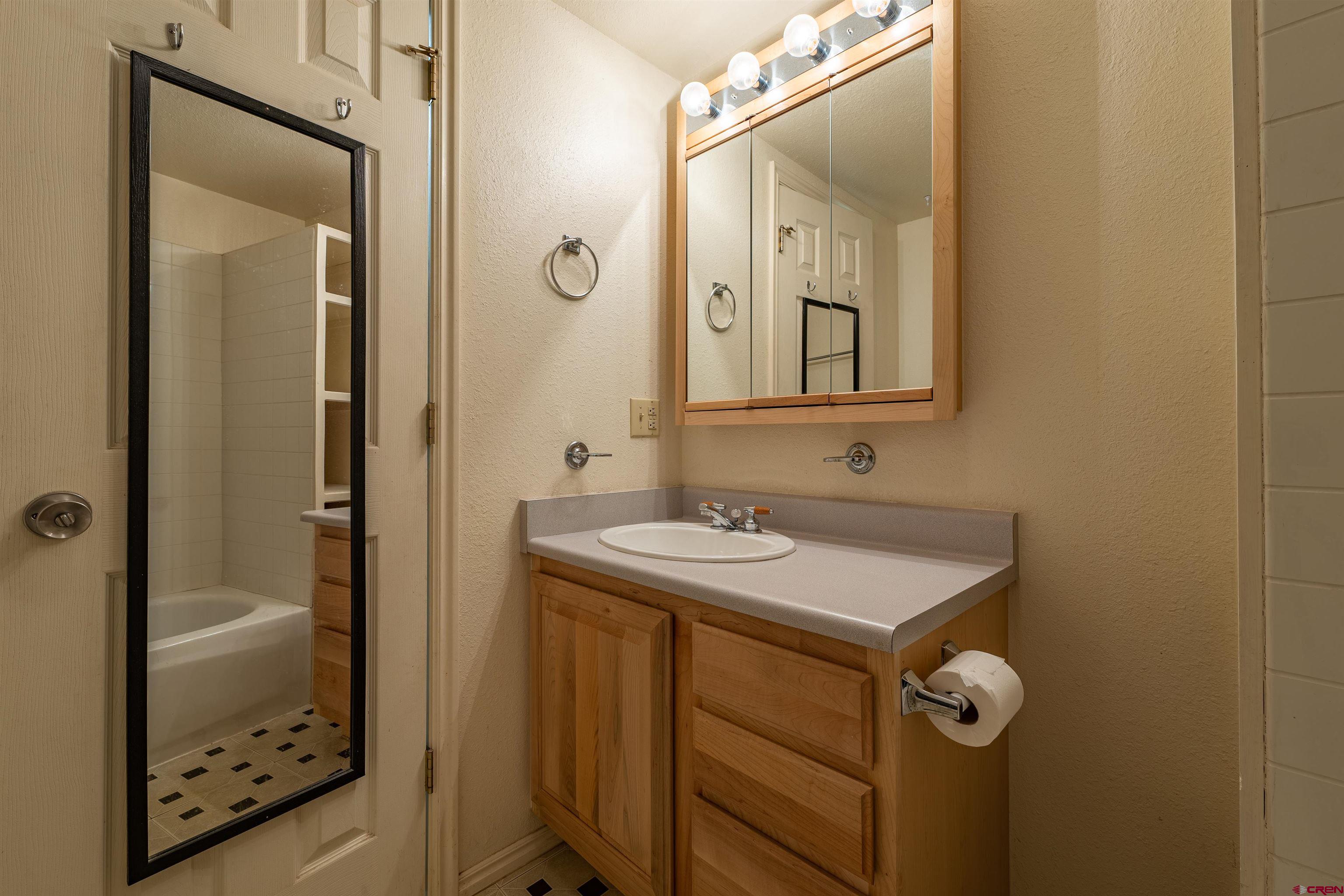 177 Spur Lane Durango, CO 81301 - Photo 14 of 34 a bathroom with a sink and a mirror