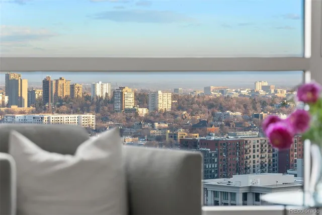 a balcony with city view