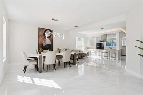 a view of a dining area with furniture