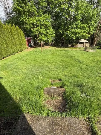 a backyard of a house with lots of green space