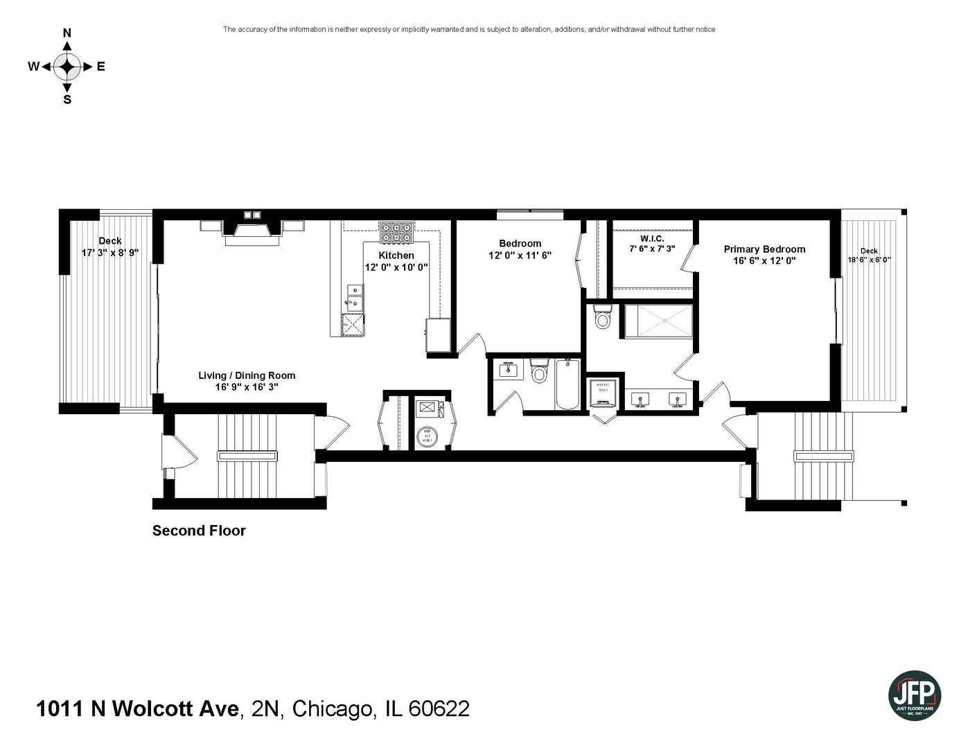 1011 North Wolcott Avenue, Unit 2N Chicago, IL 60622 - Photo 23 of 23 a picture of a floor plan