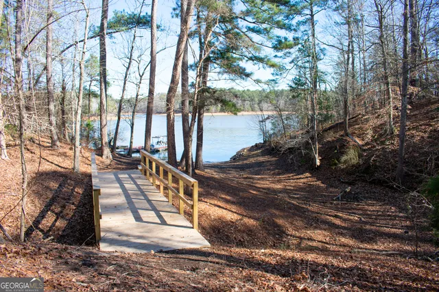 a view of a yard with trees