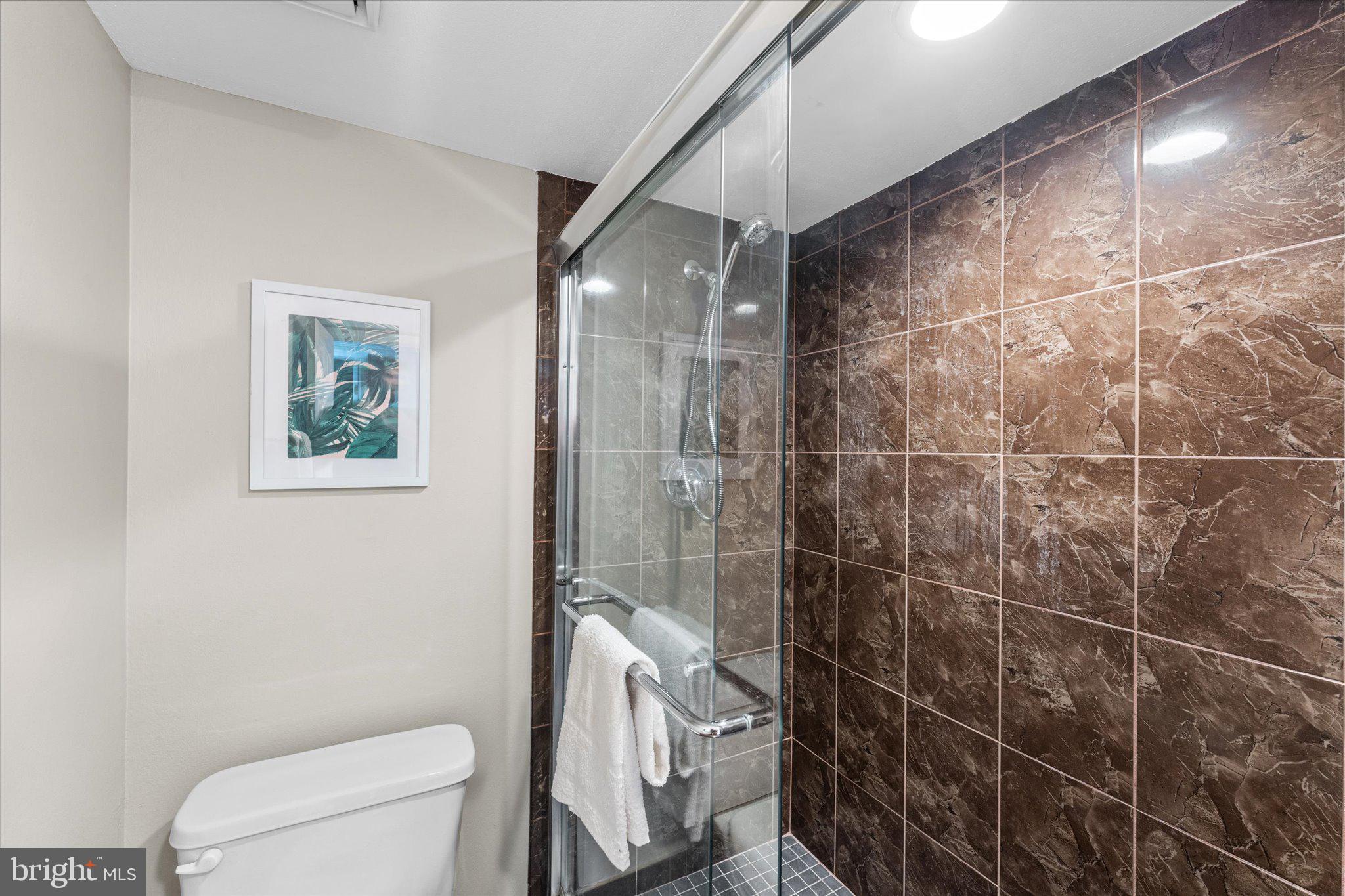 6101 Edsall Road, Unit 1402 Alexandria, VA 22304 - Photo 20 of 37 a bathroom with a toilet and a shower