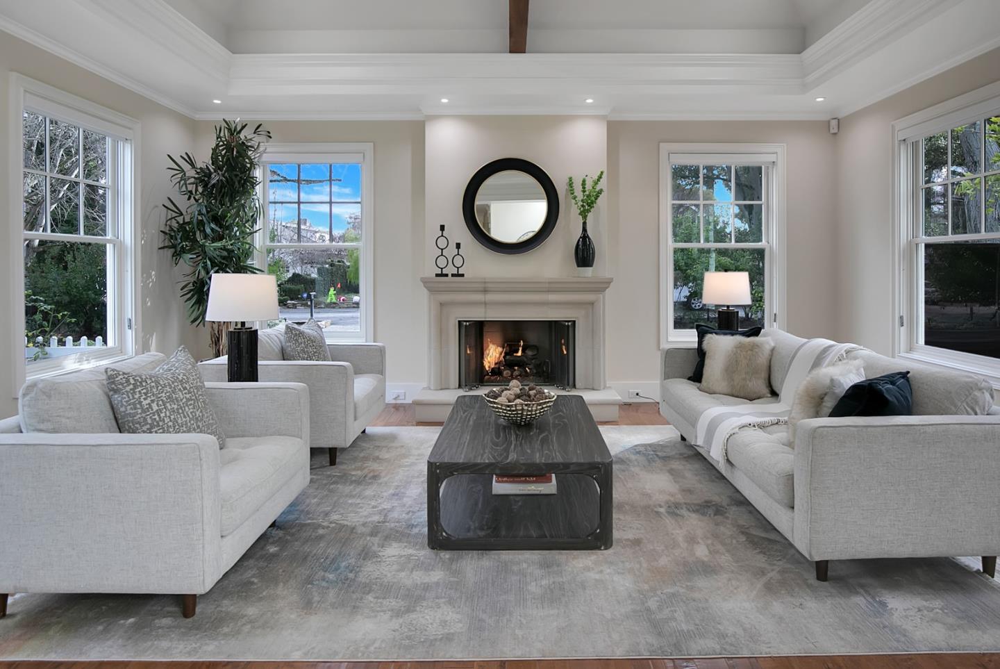 65 Maple Avenue Atherton, CA 94027 - Photo 13 of 45 a living room with furniture and a fireplace