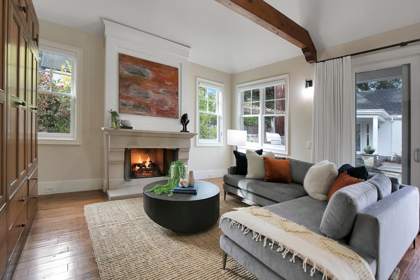 65 Maple Avenue Atherton, CA 94027 - Photo 19 of 45 a living room with furniture large window and fireplace