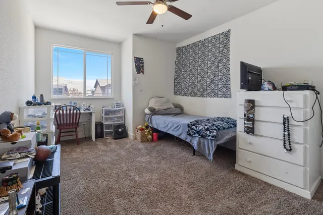 a bedroom with furniture and a window