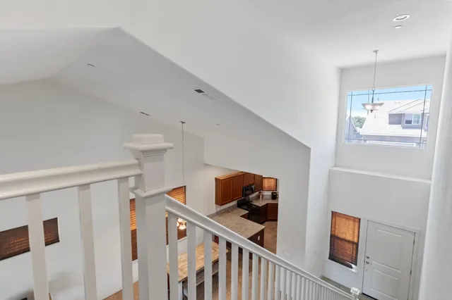 a view of entryway and workspace