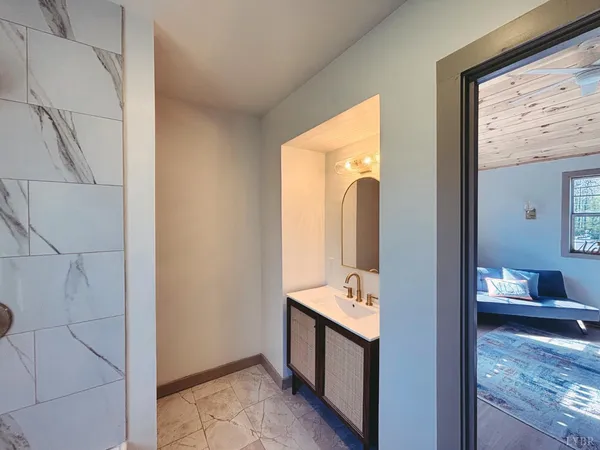 a view of living room and bathroom