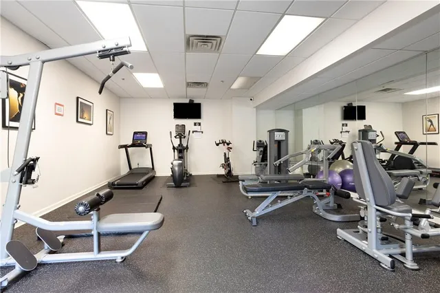 a view of a room with gym equipment