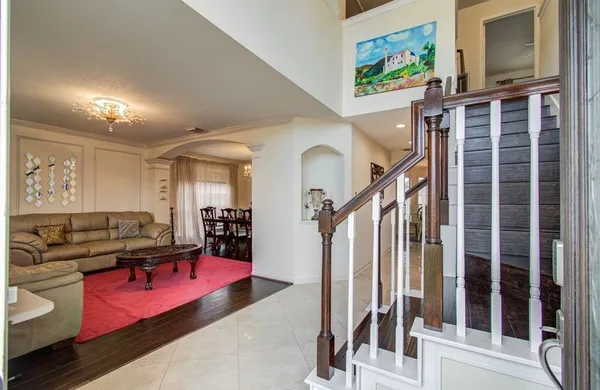 a living room with furniture