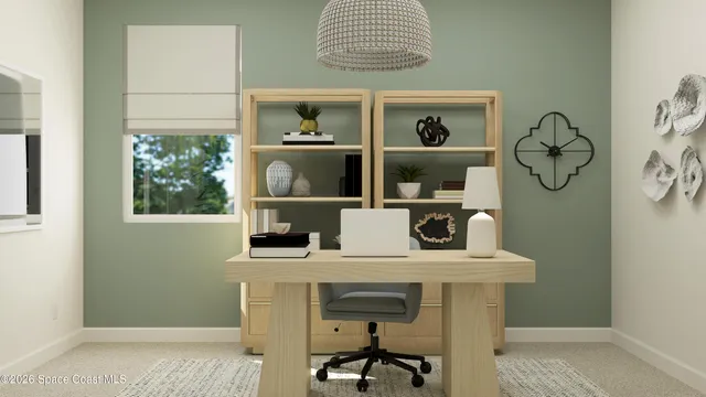 a view of workspace with a window