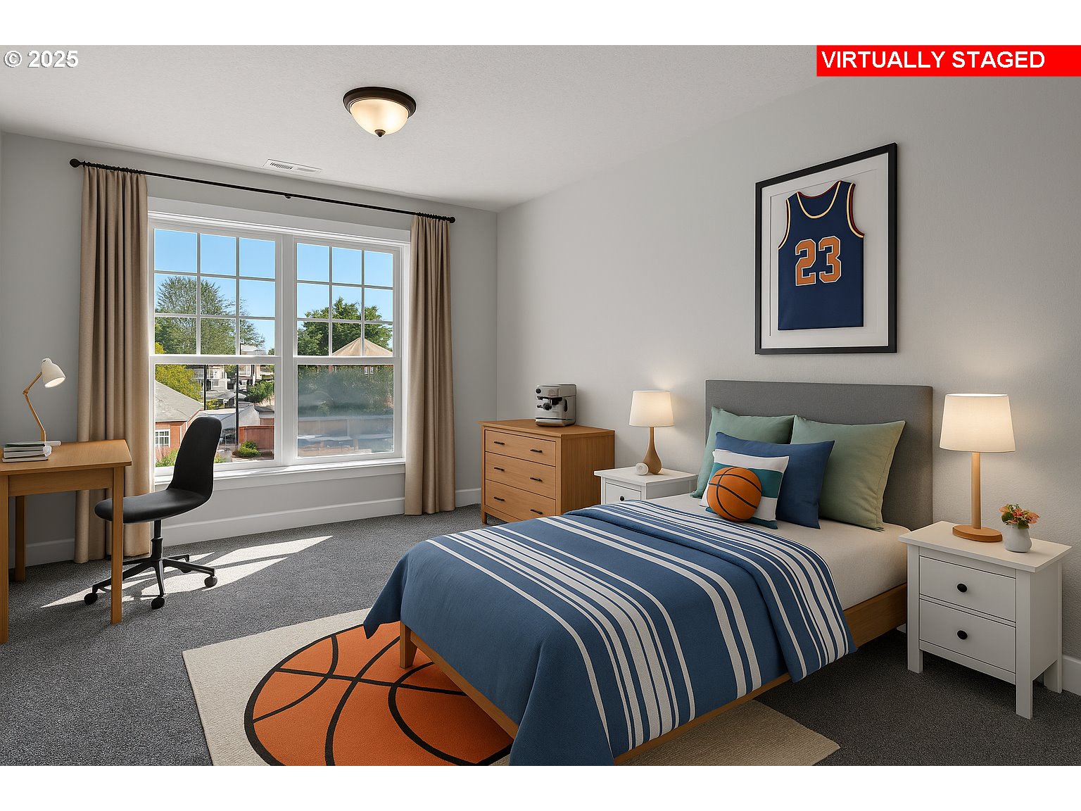 2310 Northwest Gale Street Albany, OR 97321 - Photo 37 of 48 a bedroom with double bed and a desk