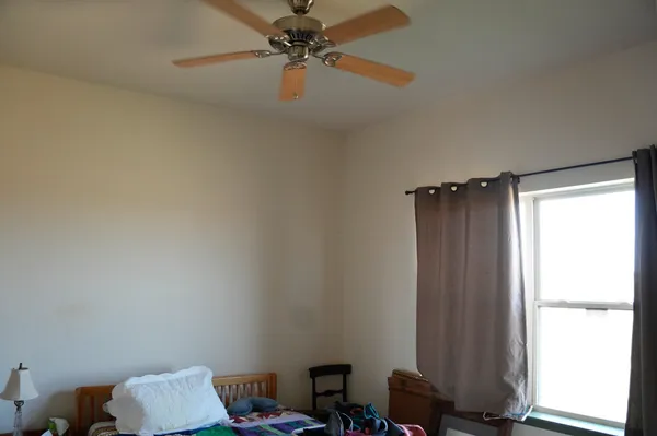 an aerial view of houses covered in trees