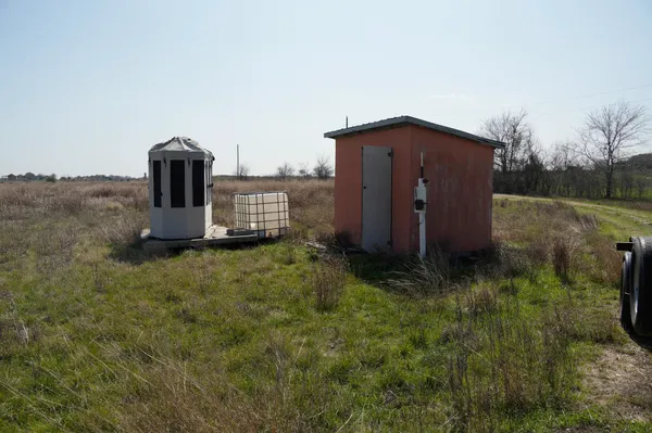 a view of a tiny house with a yard