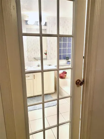 a bathroom with a window