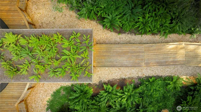 a view of swimming pool with a garden