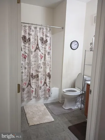 a white toilet sitting next to a shower curtain