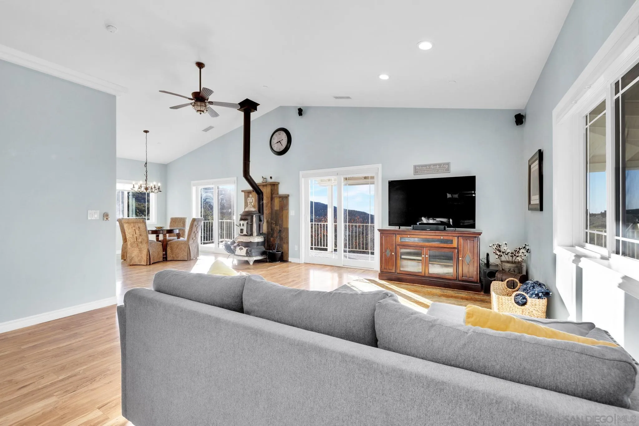 17735 Harrison Park Road Julian, CA 92036 - Photo 27 of 43 a living room with furniture and a flat screen tv