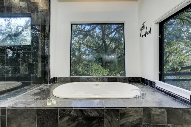 a view of a swimming pool and outdoor space