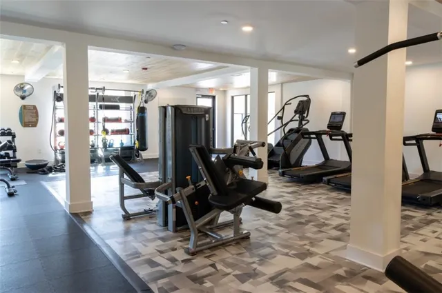 a view of a room with gym equipment