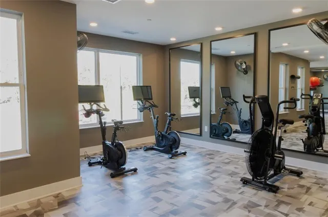 a view of a room with gym equipment